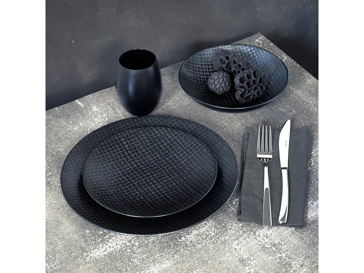 Tweed Noir - Service de vaisselle 18 pièces