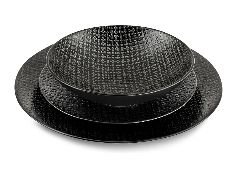 Tweed Noir - Service de vaisselle 18 pièces