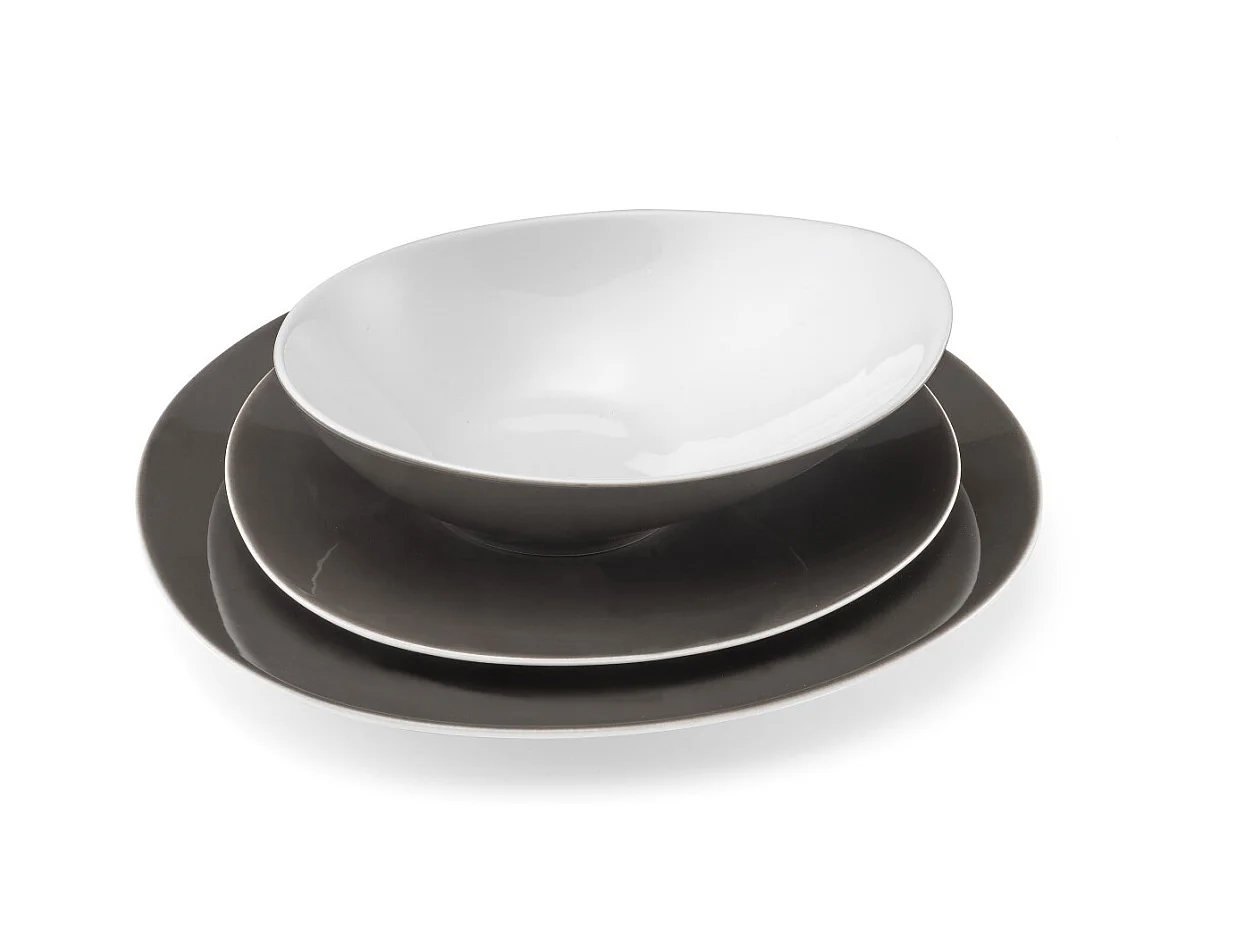 Sven Taupe Foncé - Service de vaisselle 18 pièces