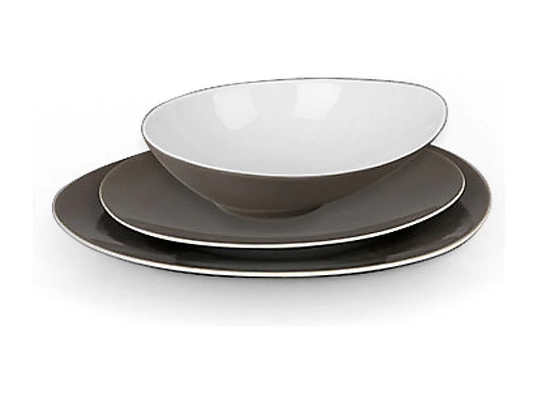 Sven Taupe Foncé - Service de vaisselle 18 pièces