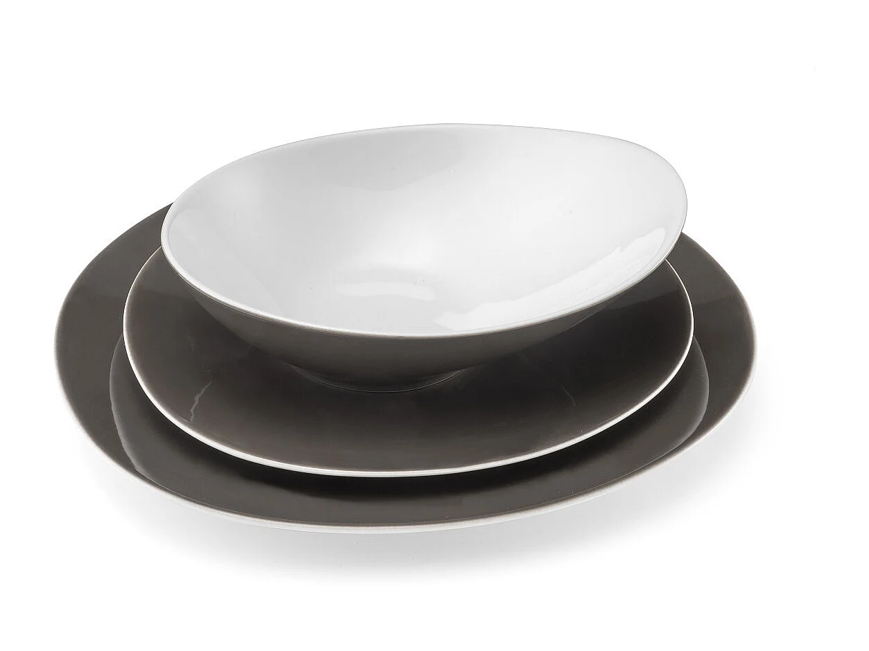 Sven Taupe Foncé - Service de vaisselle 18 pièces