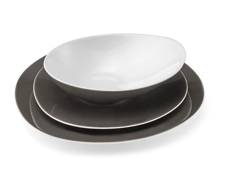 Sven Taupe Foncé - Service de vaisselle 18 pièces