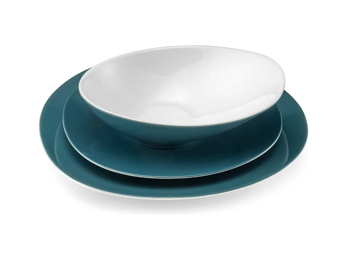 Sven Bleu Canard - Service de vaisselle 18 pièces