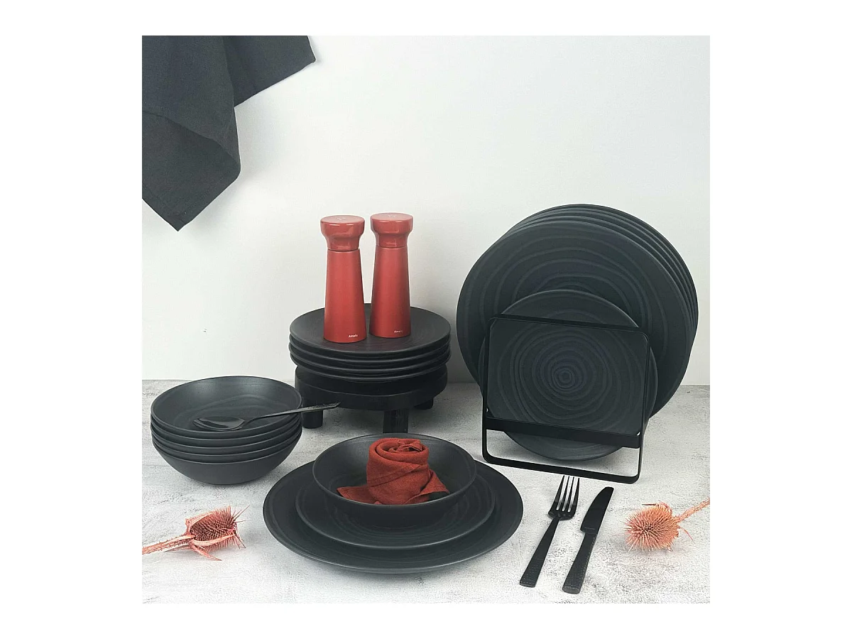 Vibe Gris - Service de vaisselle 18 pièces