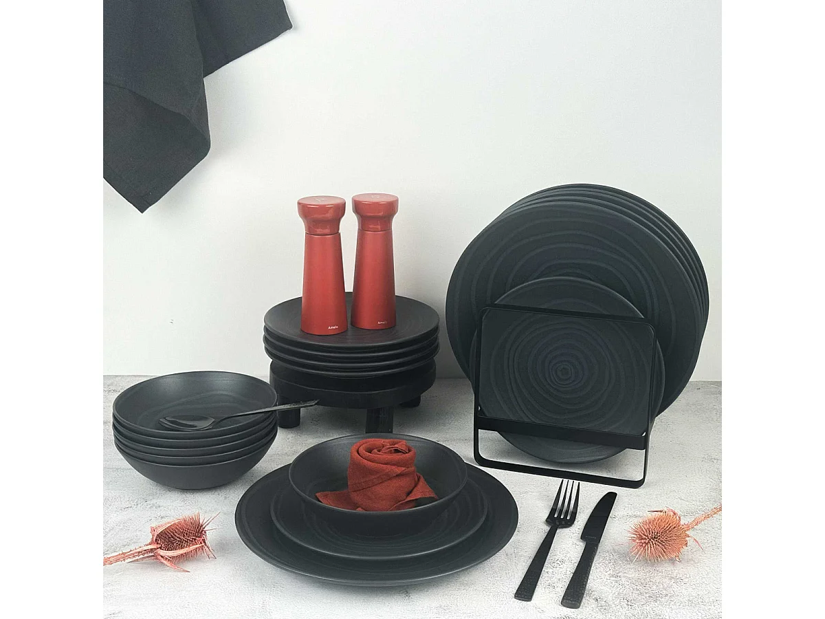 Vibe Gris - Service de vaisselle 18 pièces