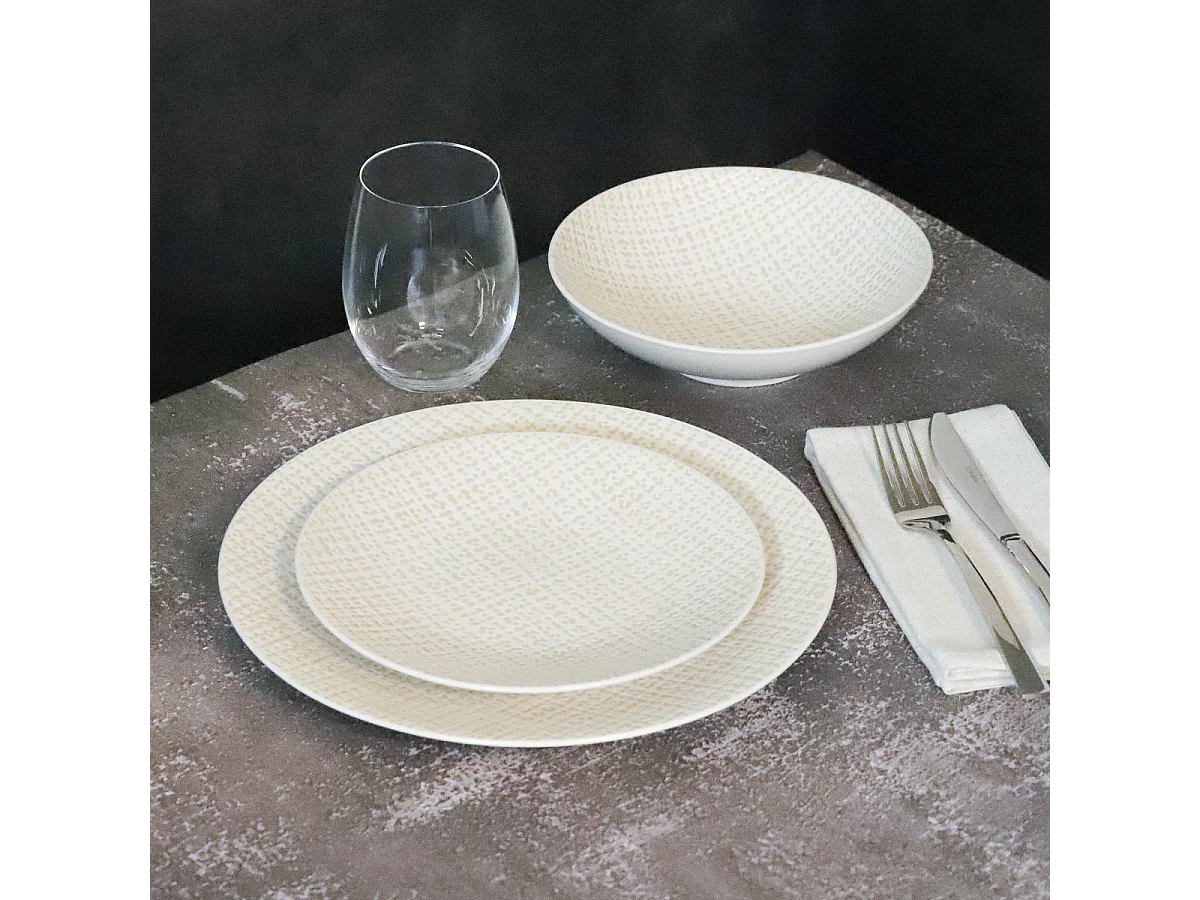 Tweed Ivoire - Service de vaisselle 18 pièces