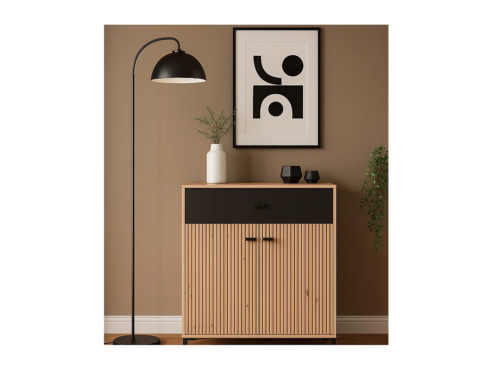 Aparador de 90x80x40 cm de estilo contemporáneo en tablero de melamina color beige Avion