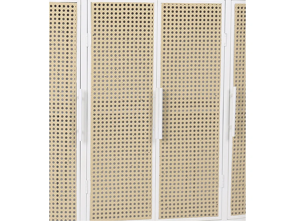 Aparador de 80x80x39 cm de diseño ovalado con frentes enrejillados y tapa en MDF Maya