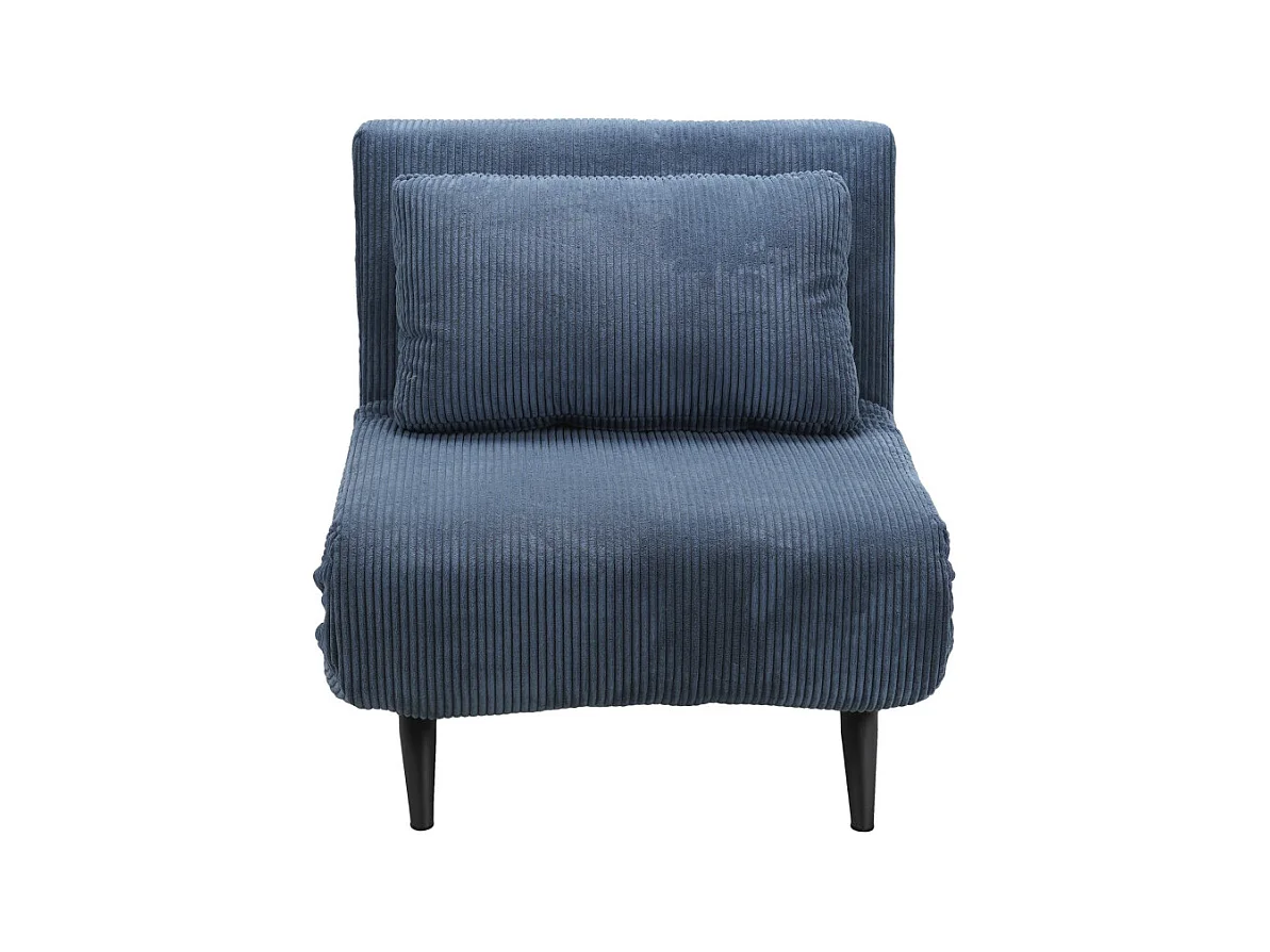 Sofá cama de 32-89x83x86-192 cm con sistema de apertura clic clac de pana en azul Triana