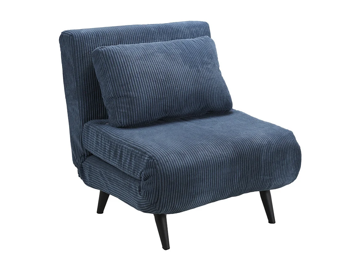 Sofá cama de 32-89x83x86-192 cm con sistema de apertura clic clac de pana en azul Triana