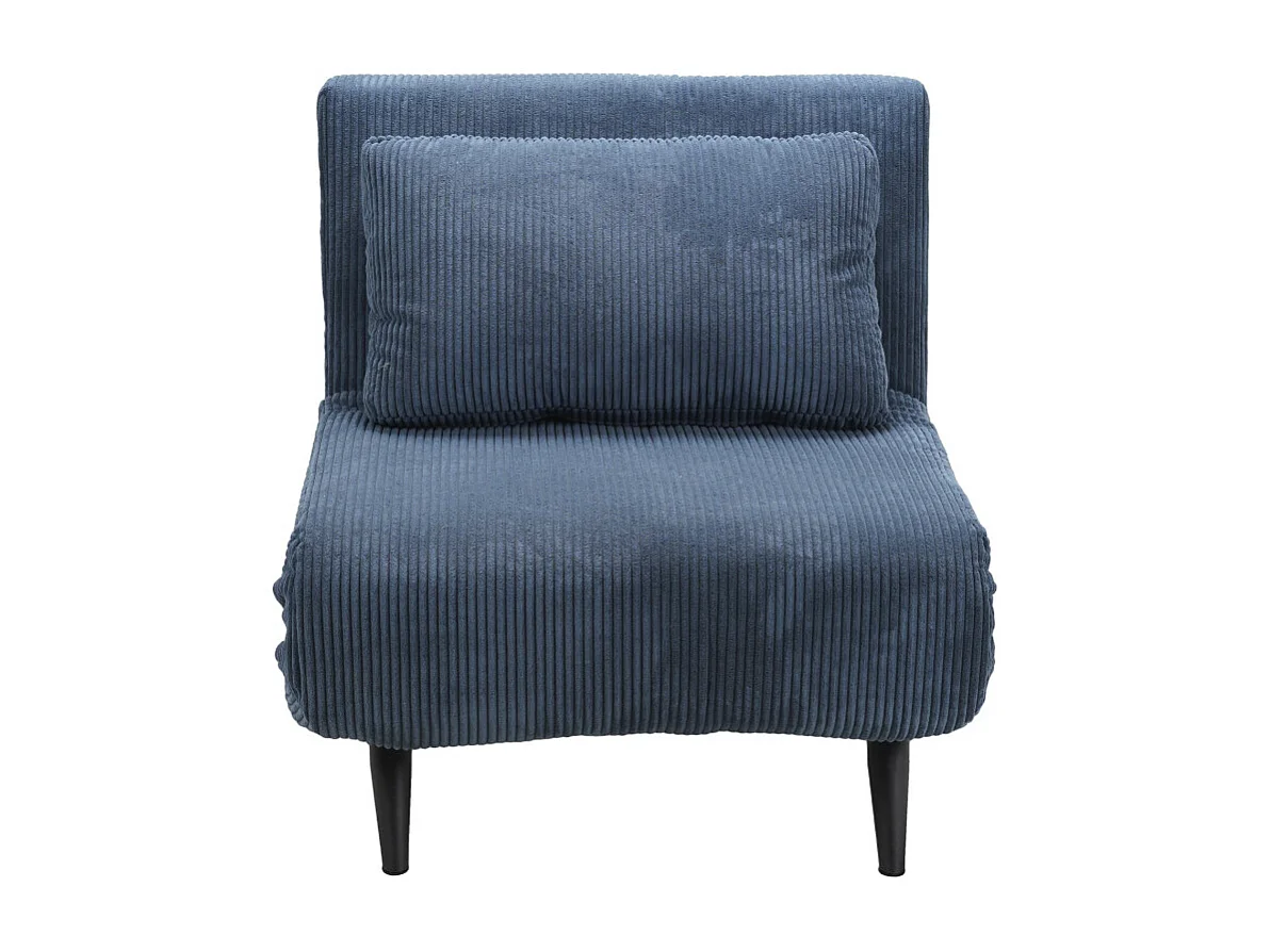 Sofá cama de 32-89x83x86-192 cm con sistema de apertura clic clac de pana en azul Triana