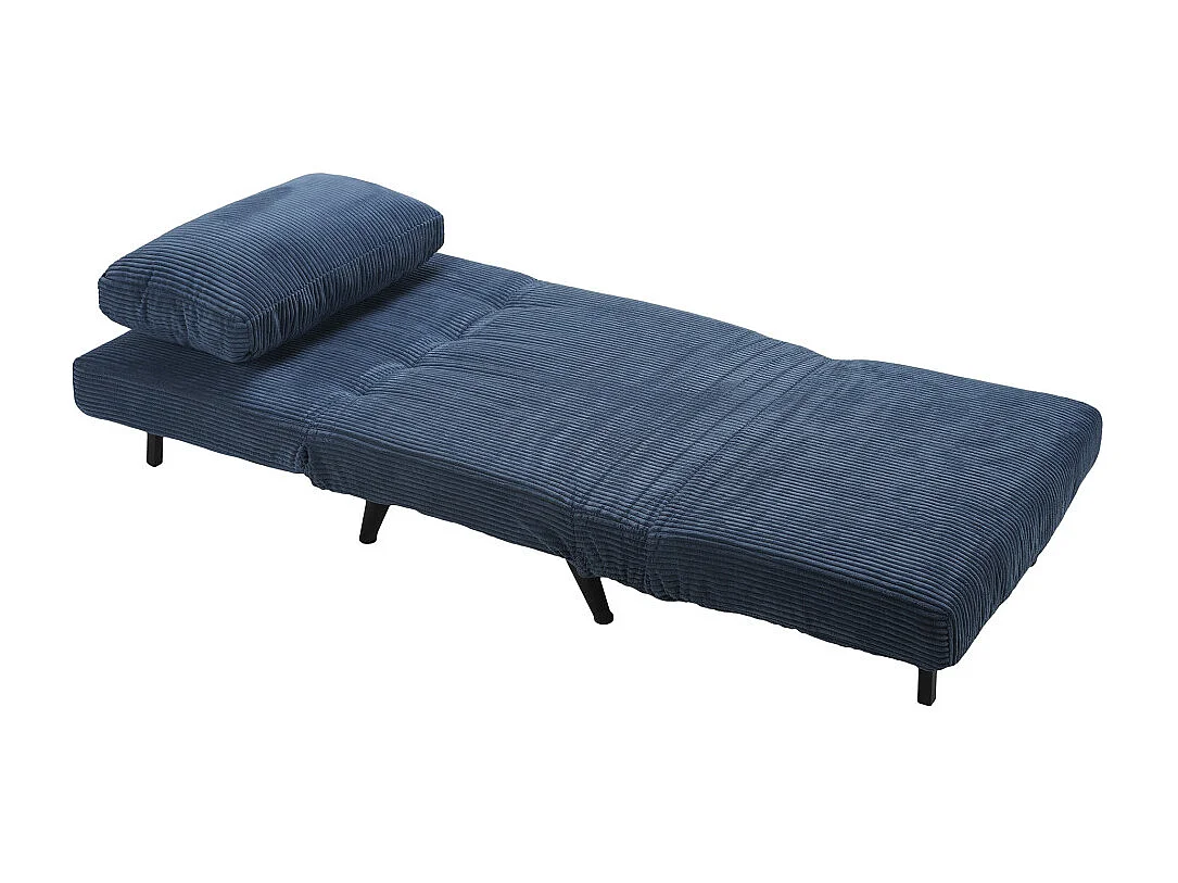 Sofá cama de 32-89x83x86-192 cm con sistema de apertura clic clac de pana en azul Triana
