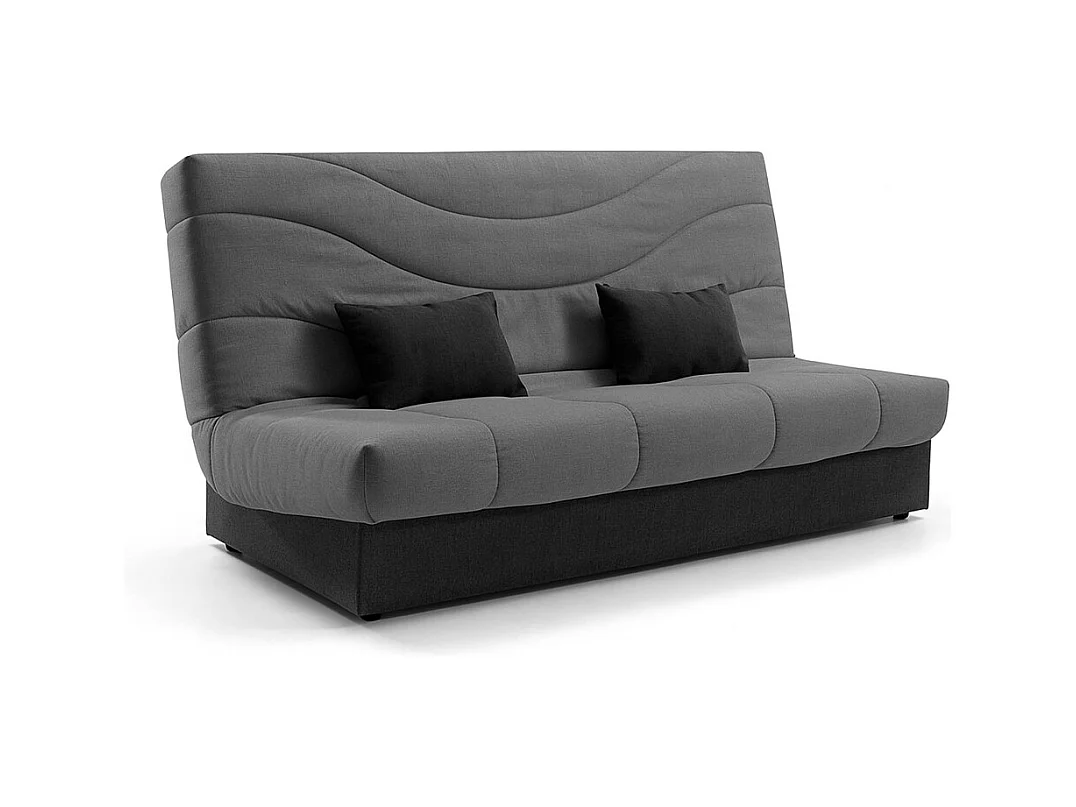 Sofá cama de 105x74x193 cm con apertura clic clac y arcón en color gris y negro Tedgi