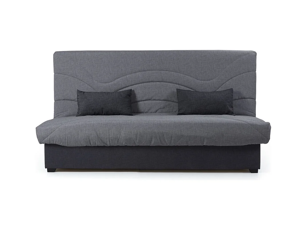 Sofá cama de 105x74x193 cm con apertura clic clac y arcón en color gris y negro Tedgi