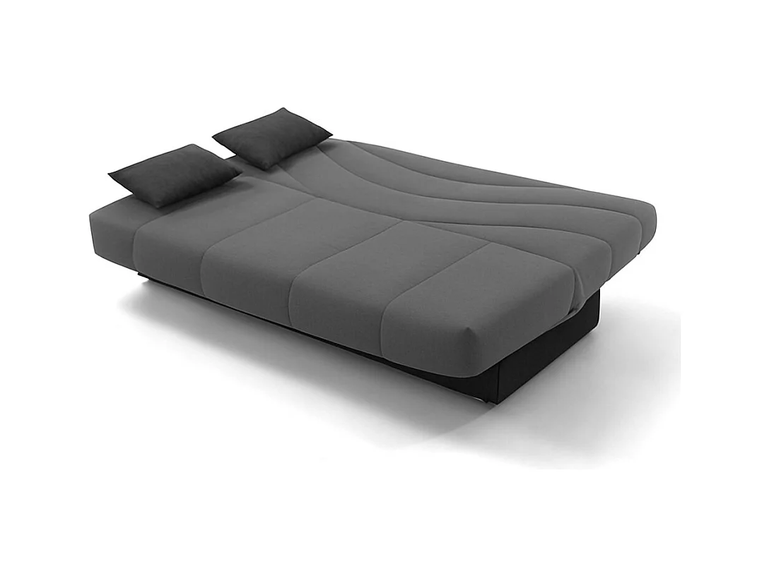 Sofá cama de 105x74x193 cm con apertura clic clac y arcón en color gris y negro Tedgi