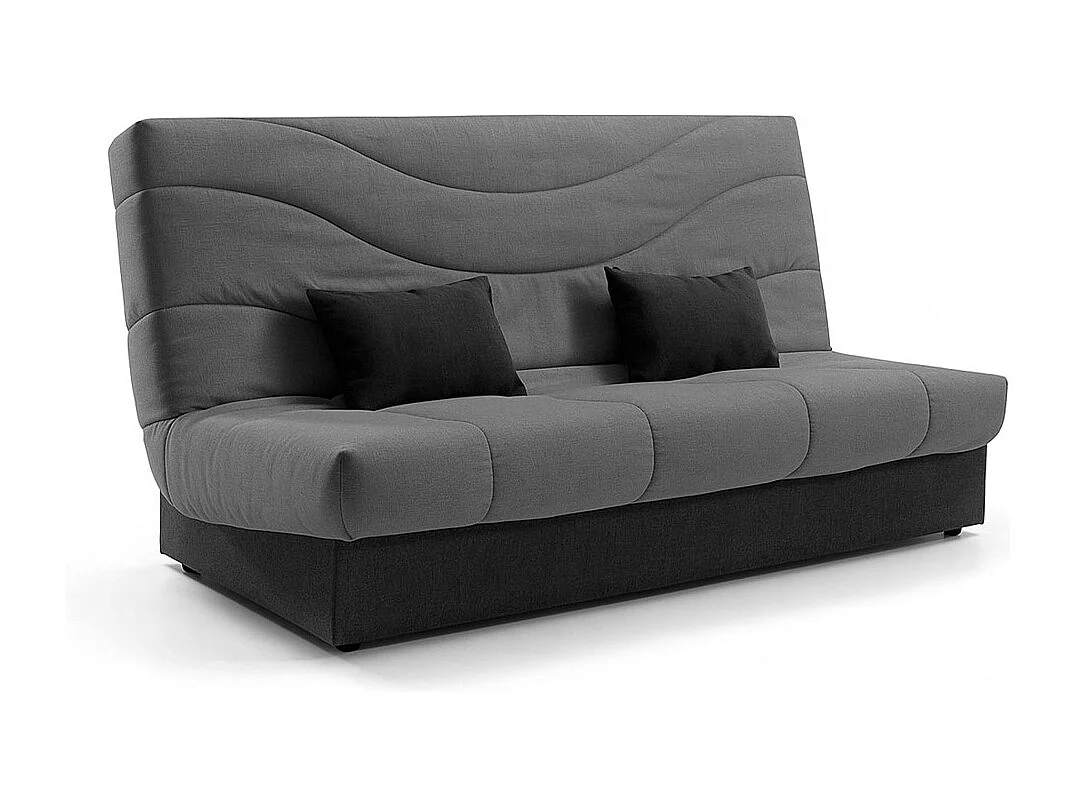Sofá cama de 105x74x193 cm con apertura clic clac y arcón en color gris y negro Tedgi