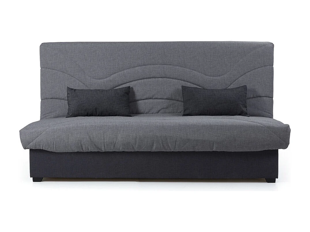 Sofá cama de 105x74x193 cm con apertura clic clac y arcón en color gris y negro Tedgi
