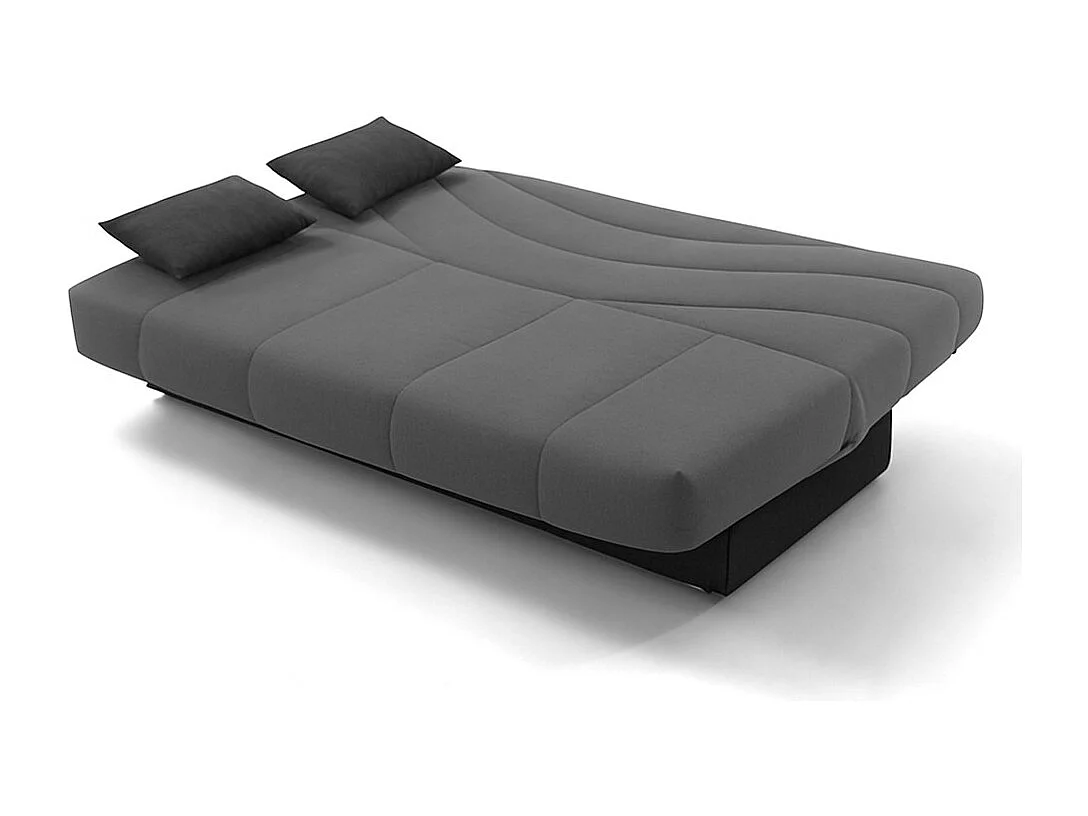 Sofá cama de 105x74x193 cm con apertura clic clac y arcón en color gris y negro Tedgi