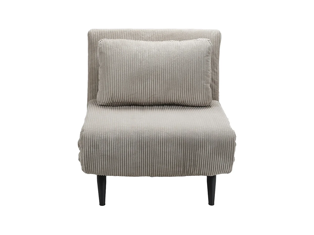 Sofá cama de 32-89x83x86-192 cm con sistema de apertura clic clac de pana en beige Triana