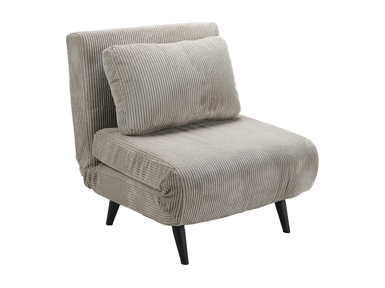 Sofá cama de 32-89x83x86-192 cm con sistema de apertura clic clac de pana en beige Triana