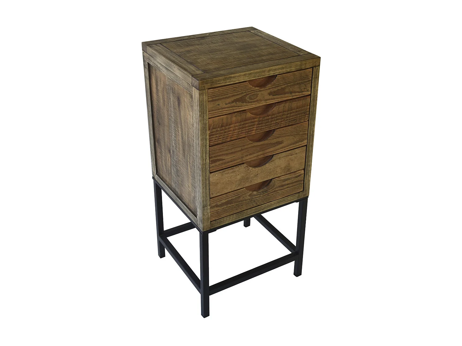 Mesa auxiliar de 79x38x36 cm con patas de metal negro y estructura en madera de abeto Indi