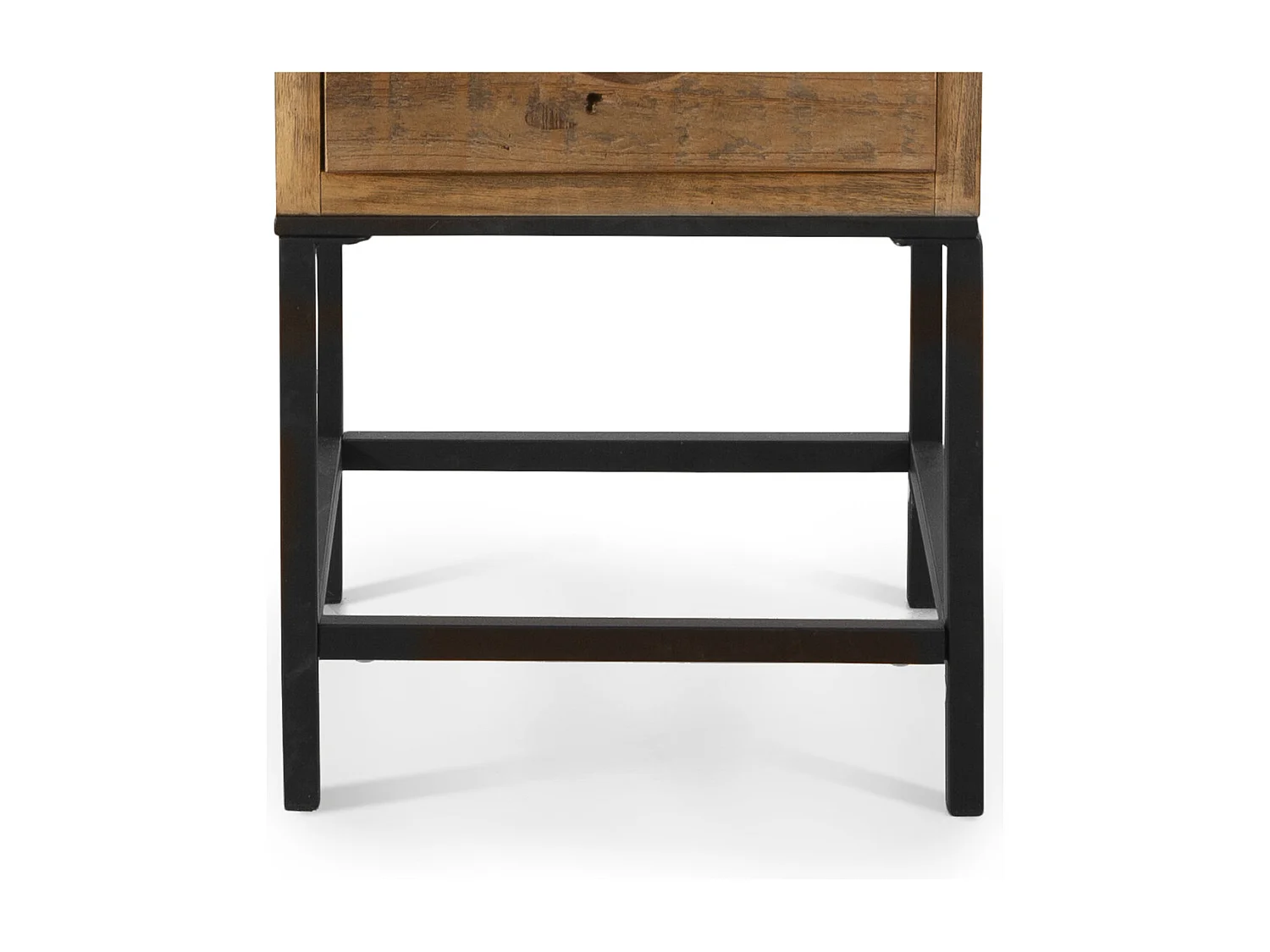 Mesa auxiliar de 79x38x36 cm con patas de metal negro y estructura en madera de abeto Indi