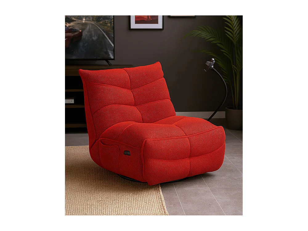Sillón gaming de 91x93x108 cm con brazo articulado y soporte móvil en color rojo Dami