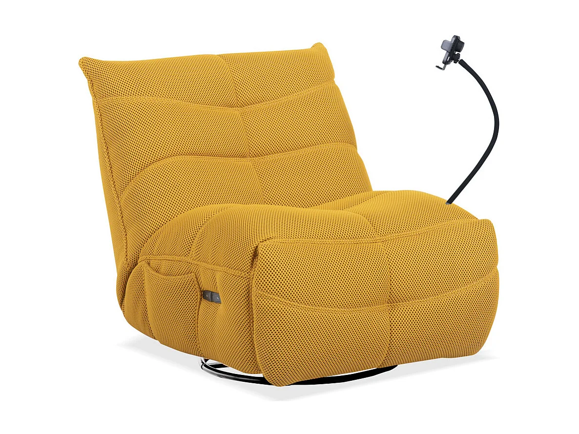 Sillón gaming de 91x93x108 cm giratorio con soporte y cargador en color amarillo Dami 360º
