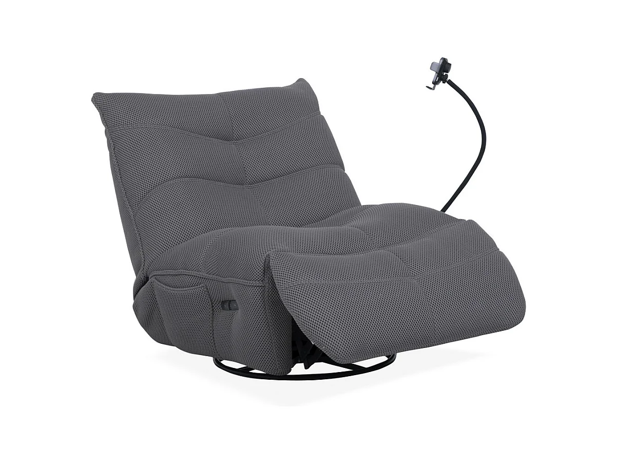 Sillón gaming de 91x93x108 cm giratorio con soporte y cargador en color gris Dami 360º