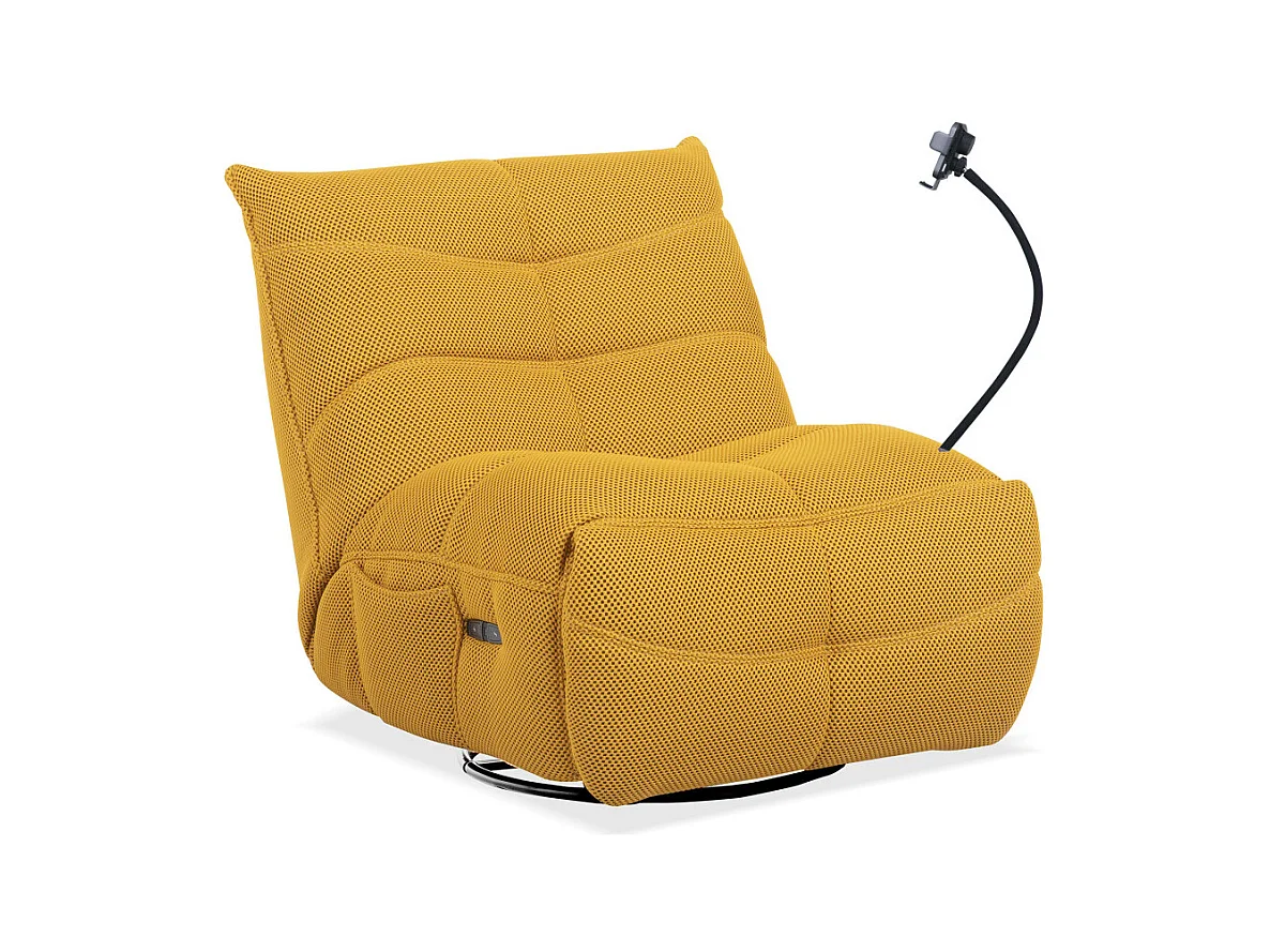 Sillón gaming de 91x93x108 cm con brazo articulado y soporte móvil en color amarillo Dami