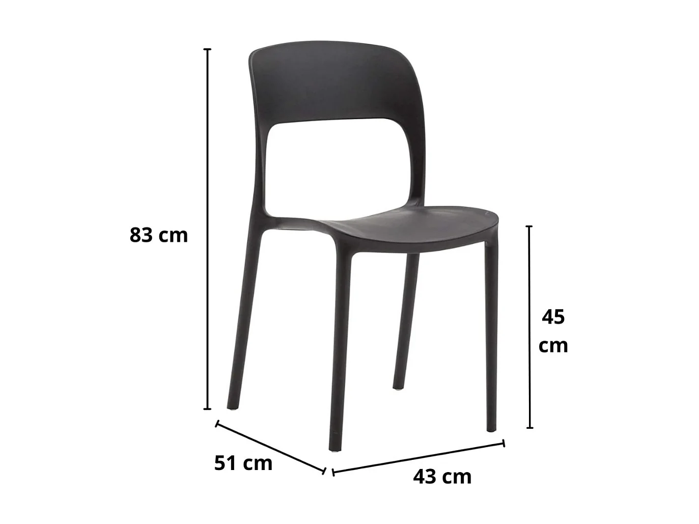 Satz von 4 Stühlen aus schwarzem Polypropylen - SOUTH BEACH