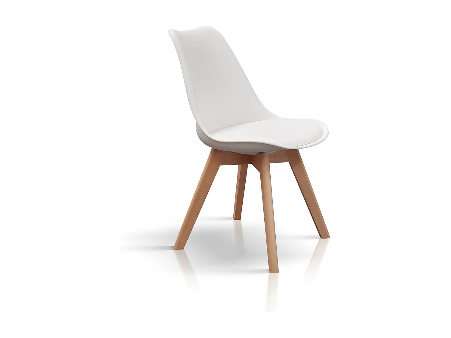 Conjunto de 4 cadeiras em polipropileno branco, pernas de madeira, 47x52x82 cm - WYNWOOD