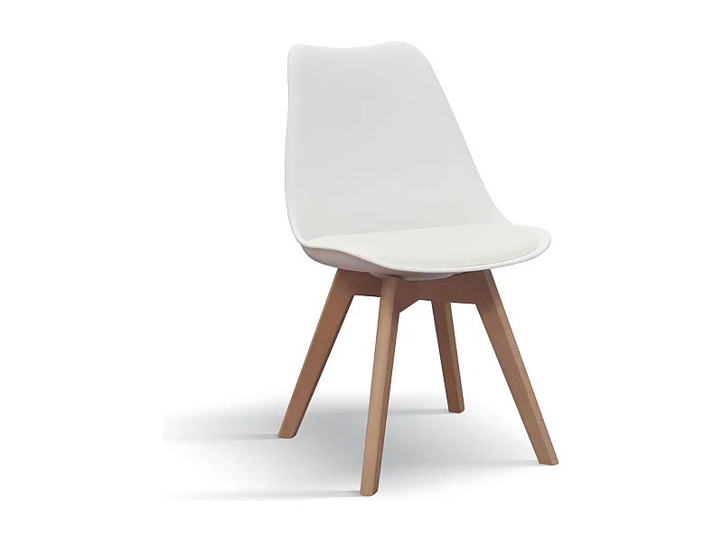 Conjunto de 4 cadeiras em polipropileno branco, pernas de madeira, 47x52x82 cm - WYNWOOD