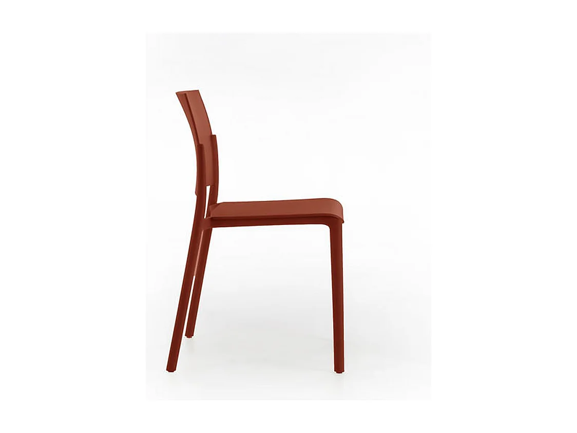 Set di 4 sedie impilabili da soggiorno rosse "Sabrina" in polipropilene moderne cm 52,5x55 81h