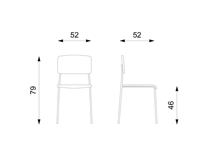 Set di 4 sedie ruggine moderne in polipropilene "Giada" impilabili con gambe in metallo verniciato