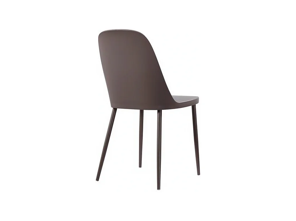 Set di 4 sedie moderne in polipropilene marrone "Paola" con gambe in metallo verniciato