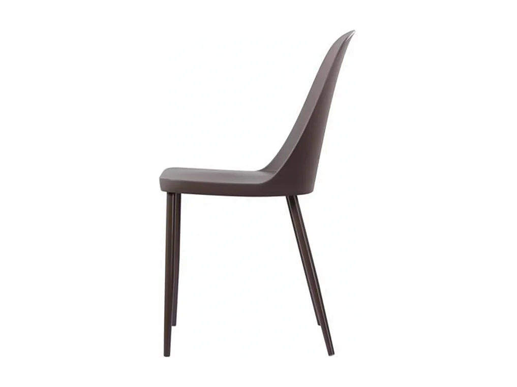 Set di 4 sedie moderne in polipropilene marrone "Paola" con gambe in metallo verniciato