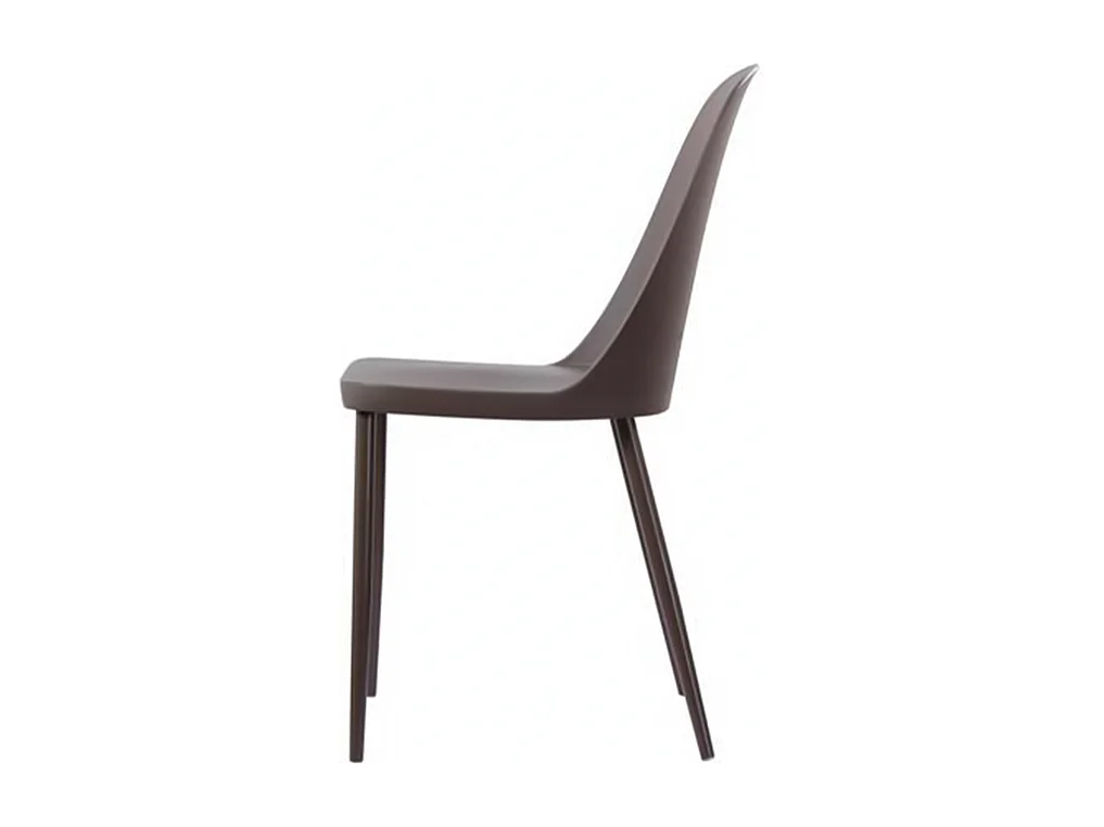 Set di 4 sedie moderne in polipropilene marrone "Paola" con gambe in metallo verniciato