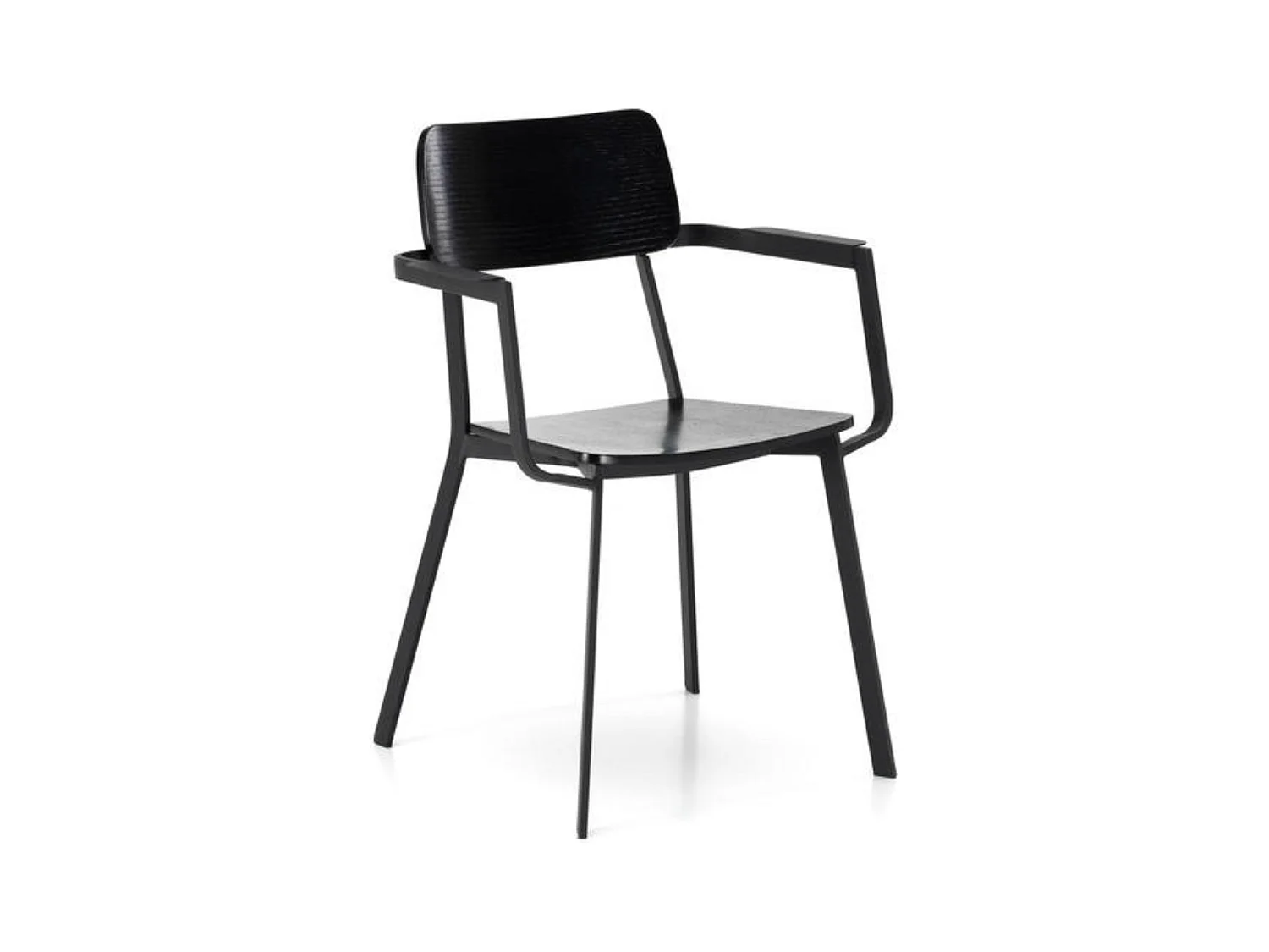 Ensemble de 4 chaises modernes blanches en bois laqué "Estia" avec accoudoirs et structure en métal cm 51,5x61 82h