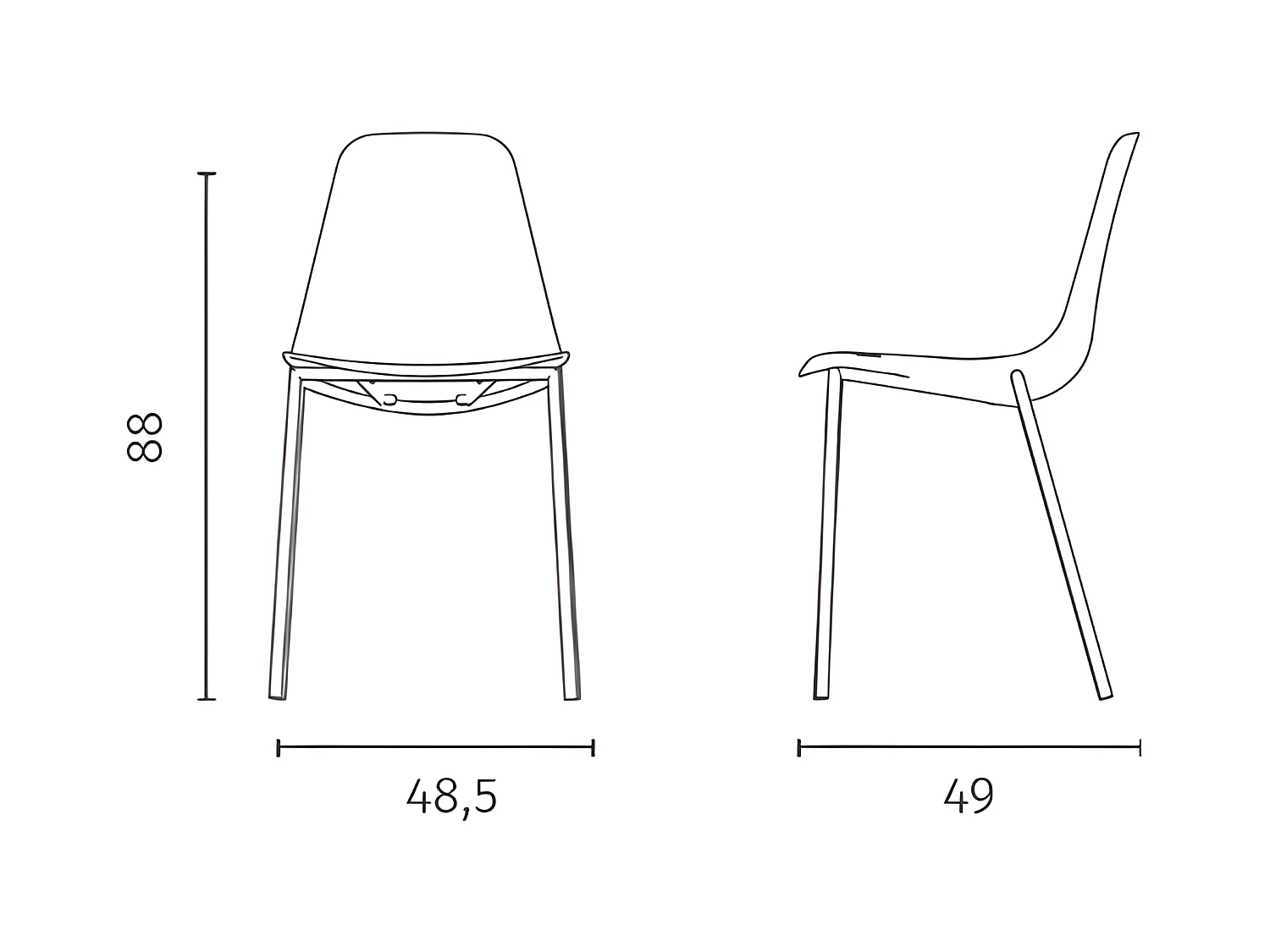 Lot de 2 chaises de salon modernes « Kate » en polypropylène blanc avec structure en métal peint