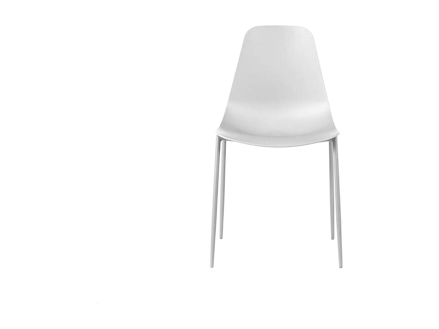 Set van 2 moderne witte polypropyleen "Kate" woonkamerstoelen met geverfd metalen frame