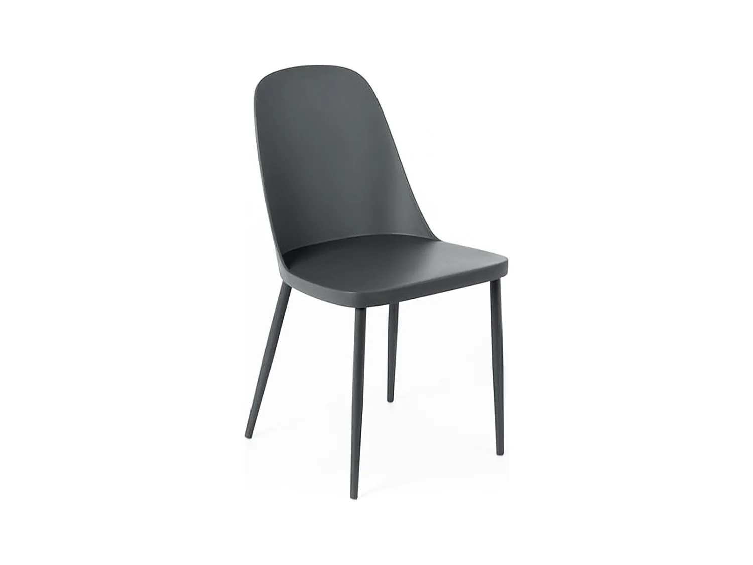 Lot de 4 chaises modernes "Paola" en polypropylène gris foncé avec pieds en métal peint