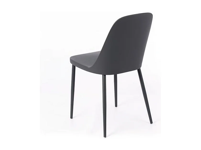 Set di 4 sedie moderne in polipropilene grigio scuro "Paola" con gambe in metallo verniciato