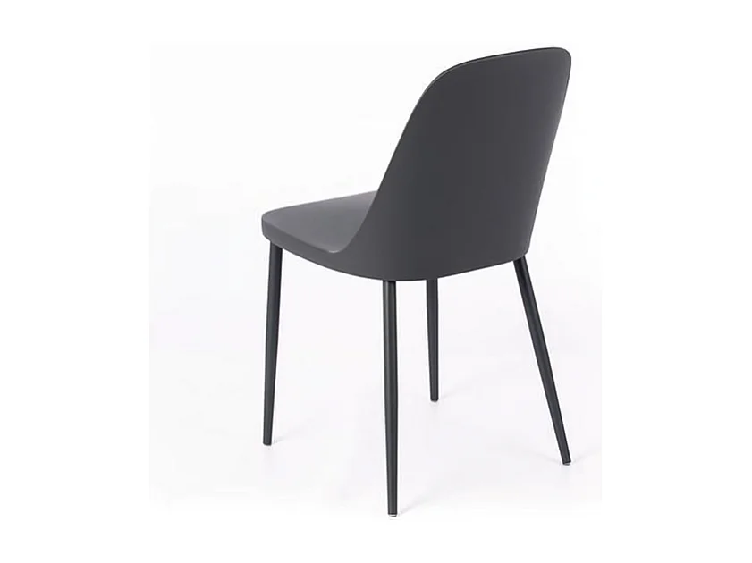 Set di 4 sedie moderne in polipropilene grigio scuro "Paola" con gambe in metallo verniciato