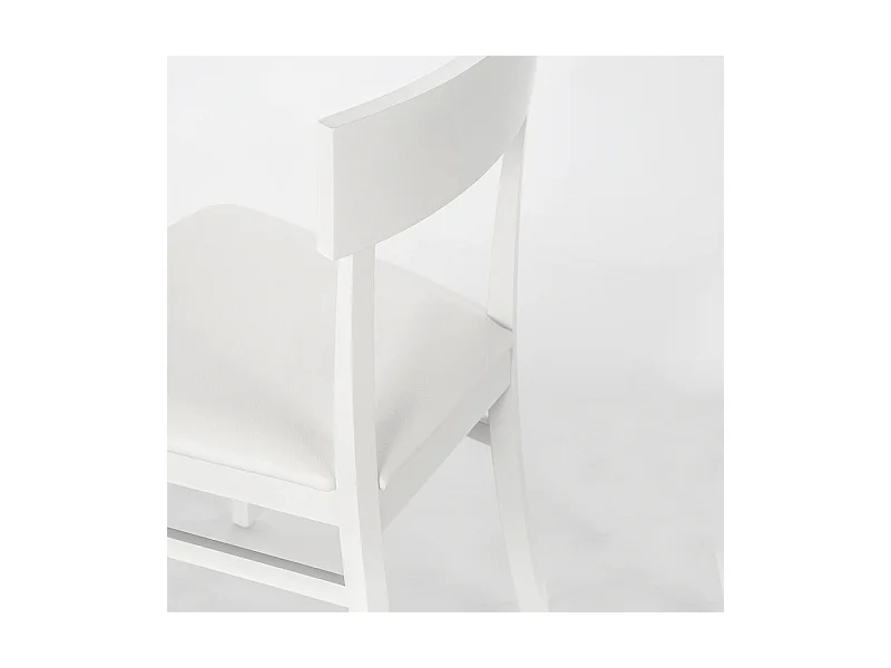 Set van 2 witte "Siena" woonkamerstoelen in gelakt hout, modern gestoffeerd, 44x45 cm, 82h