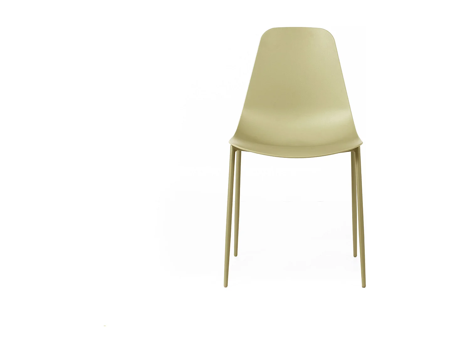 Set van 2 moderne gele "Kate" polypropyleen woonkamerstoelen met geverfd metalen frame