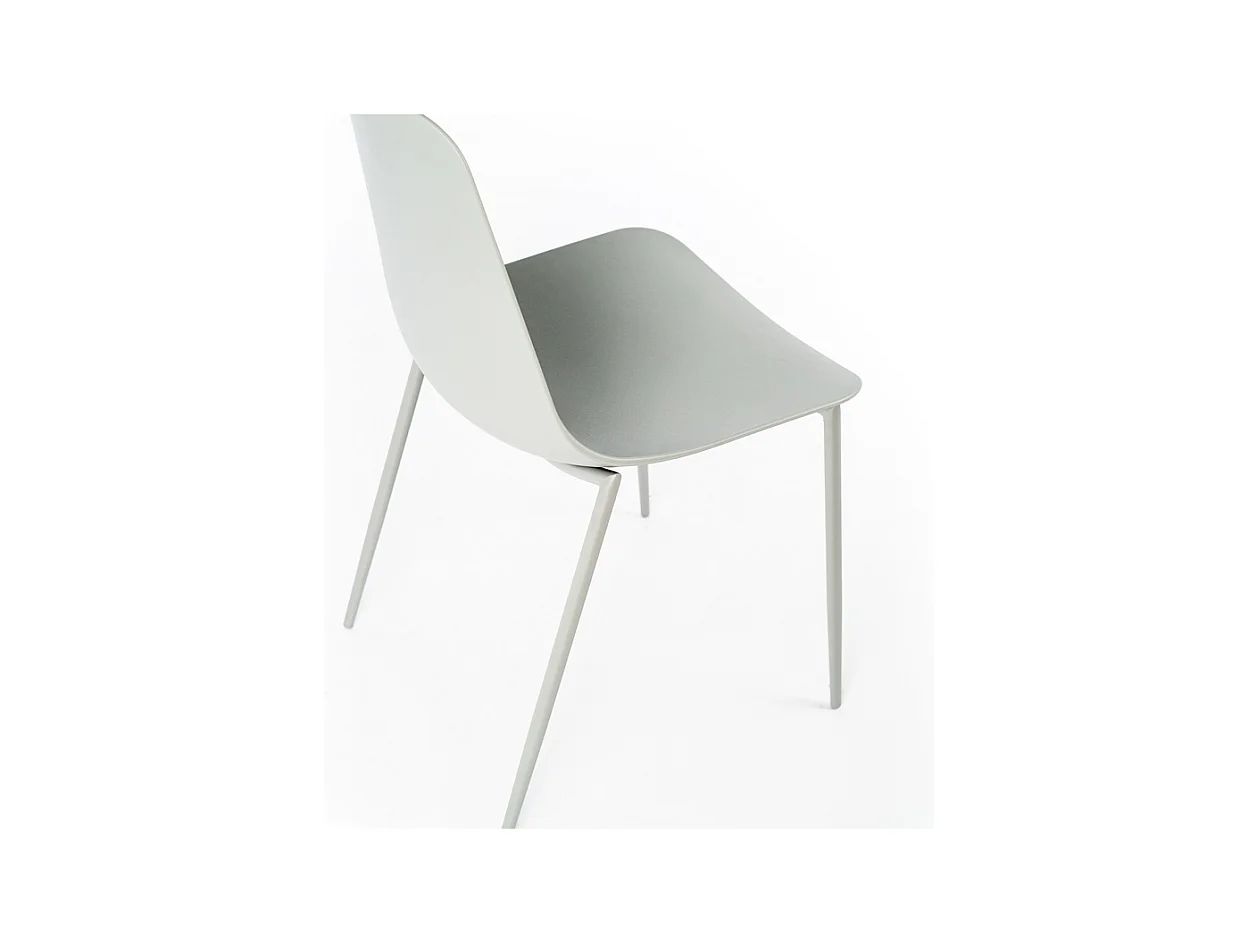 Set di 2 sedie moderne in polipropilene grigie "Kate" da soggiorno con struttura in metallo verniciato