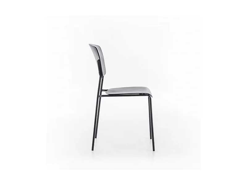 Set di 4 sedie grigie moderne in polipropilene "Giada" impilabili con gambe in metallo verniciato