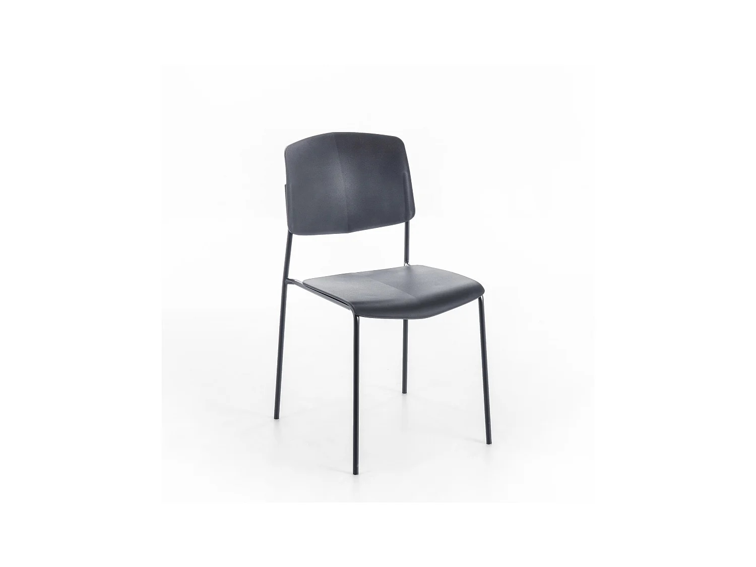 Lot de 4 chaises modernes empilables en polypropylène gris "Giada" avec pieds en métal peint
