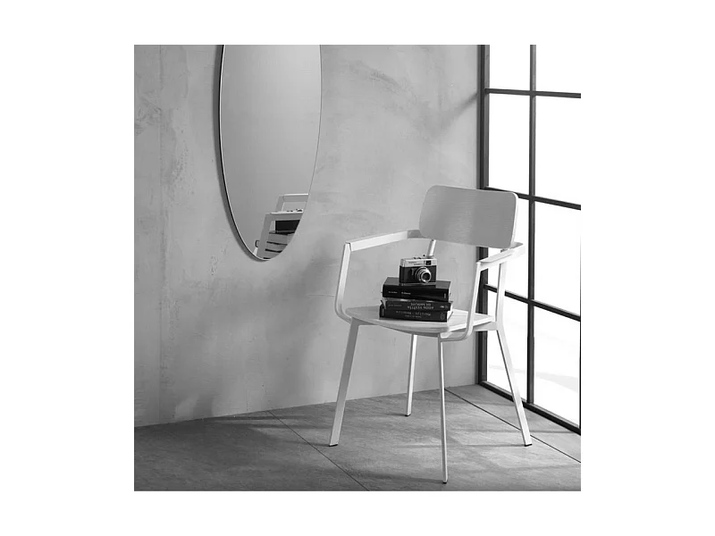 Set di 4 sedie bianche moderne in legno laccato "Estia" con braccioli e struttura in metallo cm 51,5x61 82h